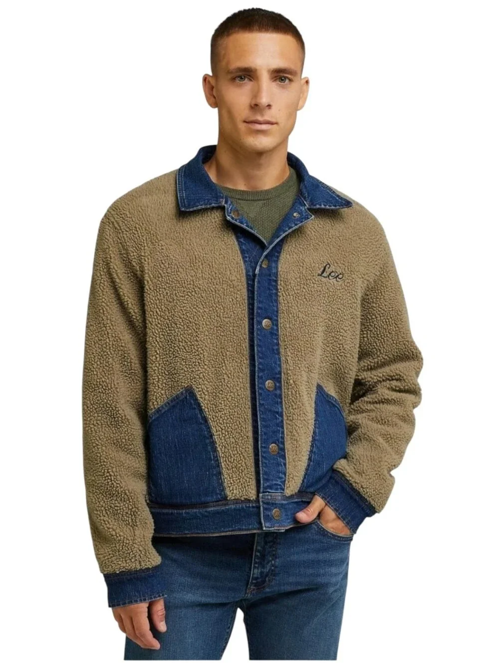 Lee Reversible Denim & Sherpa Fleece Jacket Men's Size S NWT